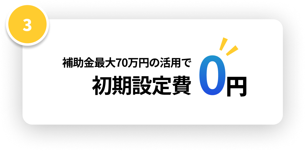 補助金最大70万円の活用で 初期設定費0円